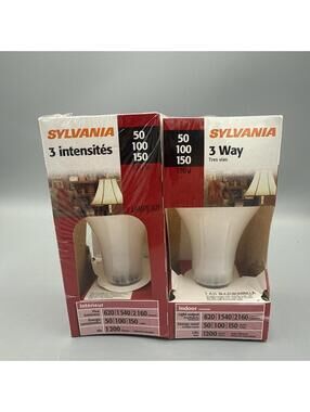 Vintage SYLVANIA Incandescent A21 3-Way 50/100/150W Soft White 120V 2-Pack New